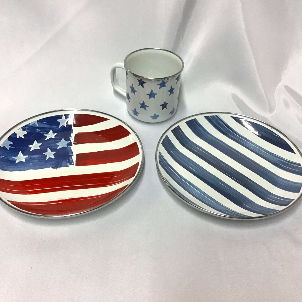 Pottery Barn Stars and Stripes Enamelware St